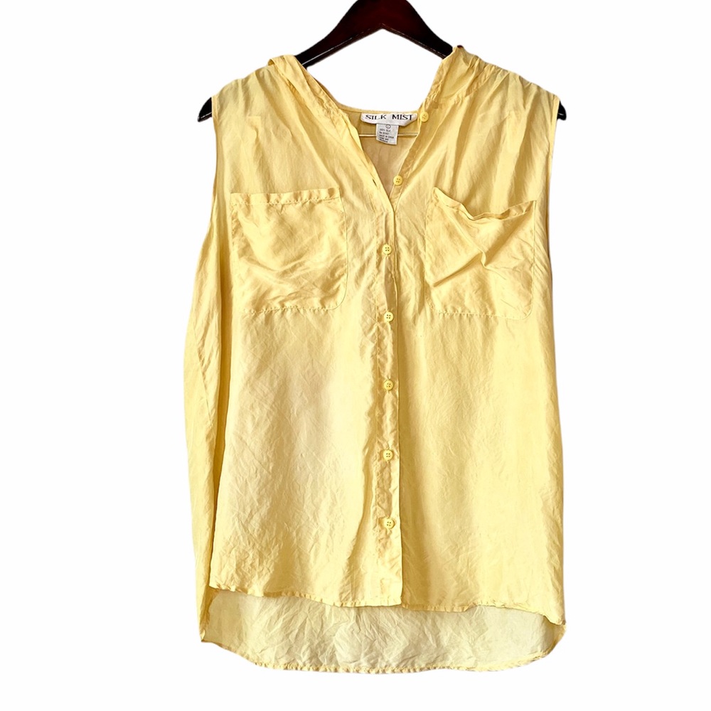 Vintage Yellow Hooded Silk Tank